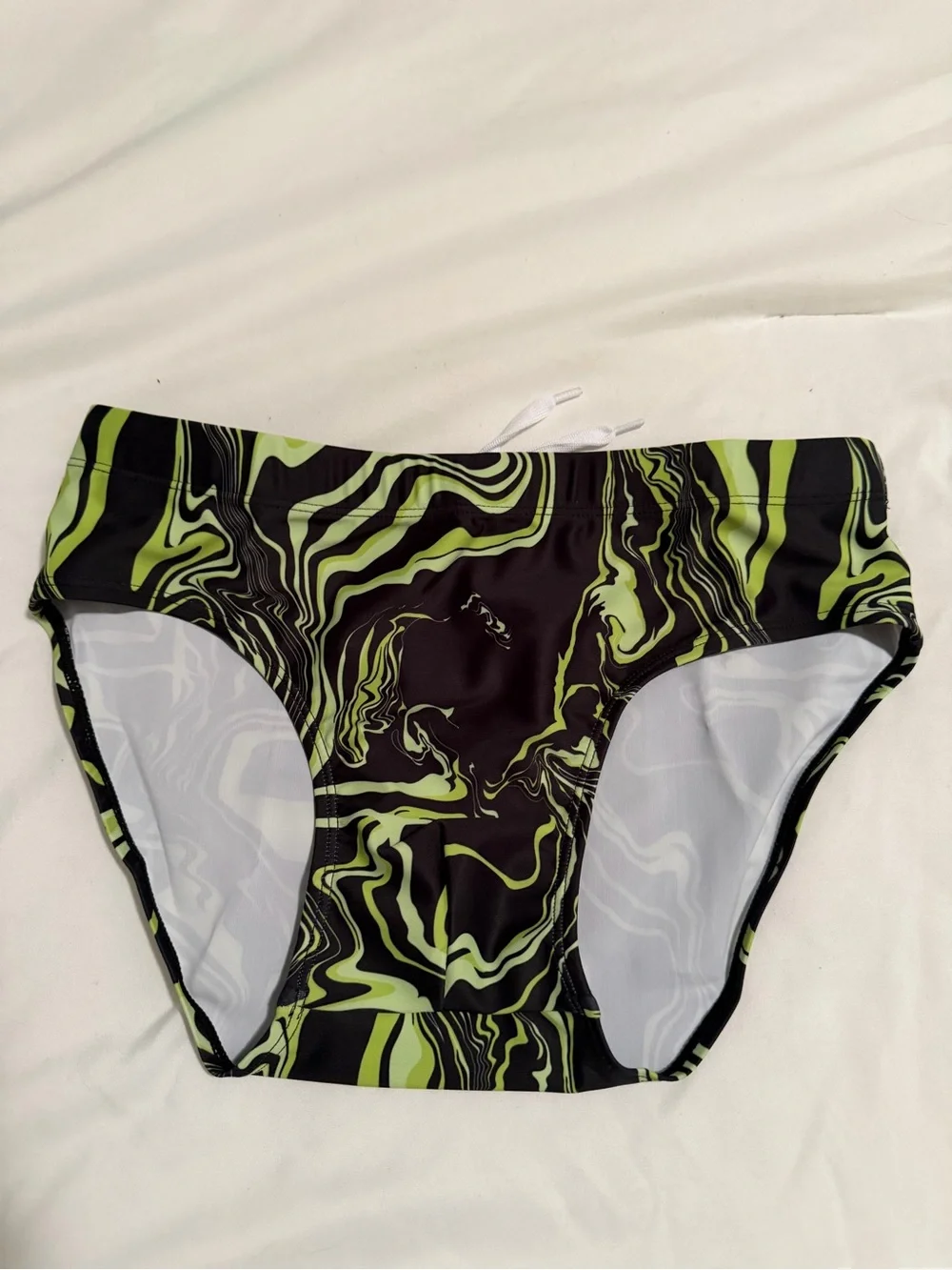 Men's 30-34” Green Marble Swim Briefs
